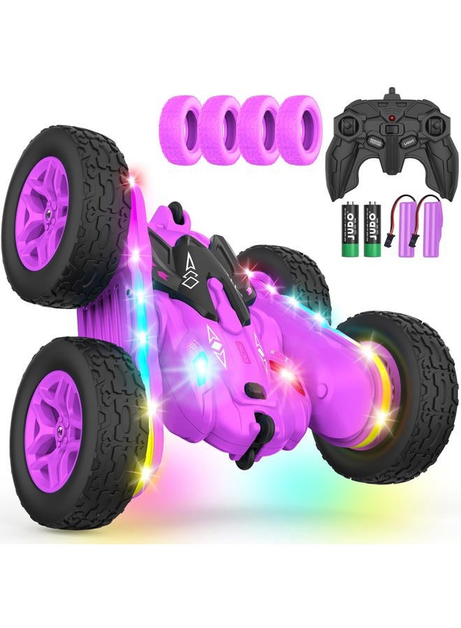 Terucle Remote Control Car, Rc Cars Stunt RC Car Toys New Upgraded Strip Lights and Headlights Girl Toys Double-Sided 360° Rotating 4WD Drift Truck for Boys Girls Birthday Gift (Purple) - Image 1