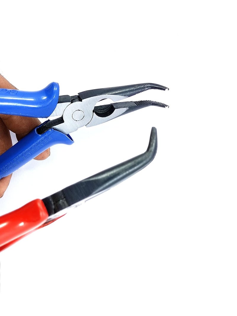 PERFECT TECH Combo 2 Pcs 6" Bend Node Pilier Wrench (Red & Blue) | Long Nose Piliers | Bent Nose Piliers | Electronics Outside | Multipurpose works | Non-Slip Handle | Piliers set tools - Image 4