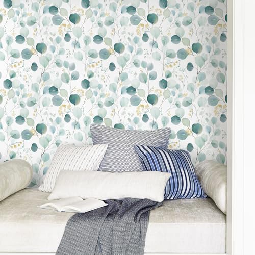 Sevalo Leaf Peel and Stick Wallpaper Boho Contact Paper for Cabinets Green Greenery Leaves Contact Paper Self-Adhesive Removable Wallpaper Eucalyptus Botanical Bathroom Waterproof 17.3inW 78.7inL - Image 3