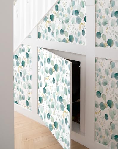 Sevalo Leaf Peel and Stick Wallpaper Boho Contact Paper for Cabinets Green Greenery Leaves Contact Paper Self-Adhesive Removable Wallpaper Eucalyptus Botanical Bathroom Waterproof 17.3inW 78.7inL - Image 5