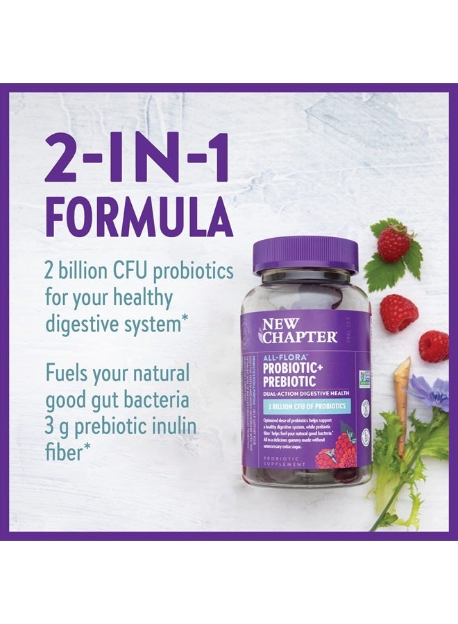 New Chapter Probiotic Gummies for Women and Men, All-Flora (1 Month Supply) – 55% Less Sugar+, Formulated for Holistic Gut Health Support with Probiotics + Prebiotic Fiber + 100% Vegan + Non-GMO - Image 2