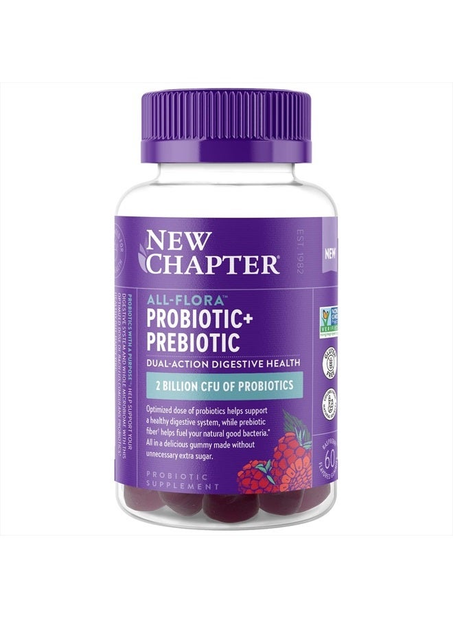 New Chapter Probiotic Gummies for Women and Men, All-Flora (1 Month Supply) – 55% Less Sugar+, Formulated for Holistic Gut Health Support with Probiotics + Prebiotic Fiber + 100% Vegan + Non-GMO - Image 1
