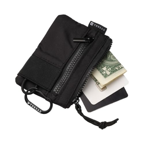 Thread Wallets Pouch Wallet – Compact Zip Wallet with Clear ID Window, Coin & Card Pockets, and Key Stash – Lightweight Rip-Stop Travel Wallet for Men & Women (Black) - Image 3