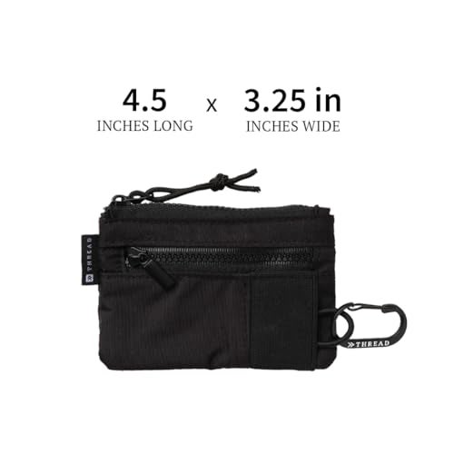 Thread Wallets Pouch Wallet – Compact Zip Wallet with Clear ID Window, Coin & Card Pockets, and Key Stash – Lightweight Rip-Stop Travel Wallet for Men & Women (Black) - Image 5