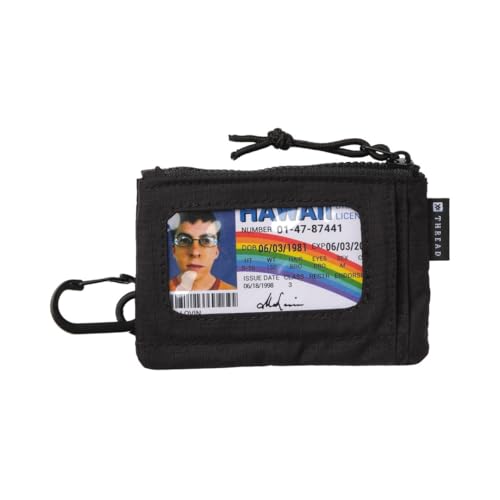 Thread Wallets Pouch Wallet – Compact Zip Wallet with Clear ID Window, Coin & Card Pockets, and Key Stash – Lightweight Rip-Stop Travel Wallet for Men & Women (Black) - Image 2