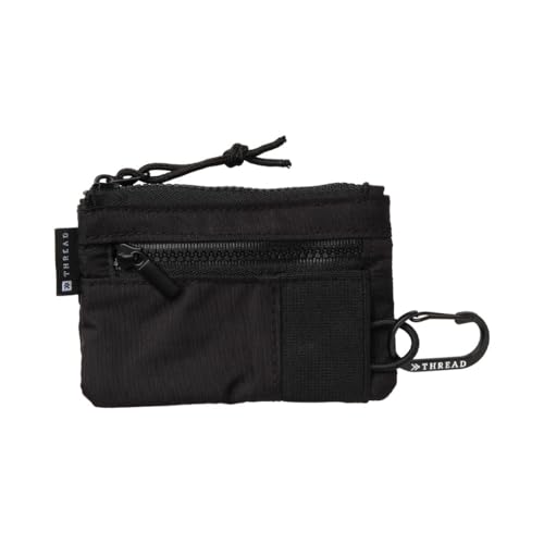 Thread Wallets Pouch Wallet – Compact Zip Wallet with Clear ID Window, Coin & Card Pockets, and Key Stash – Lightweight Rip-Stop Travel Wallet for Men & Women (Black) - Image 1