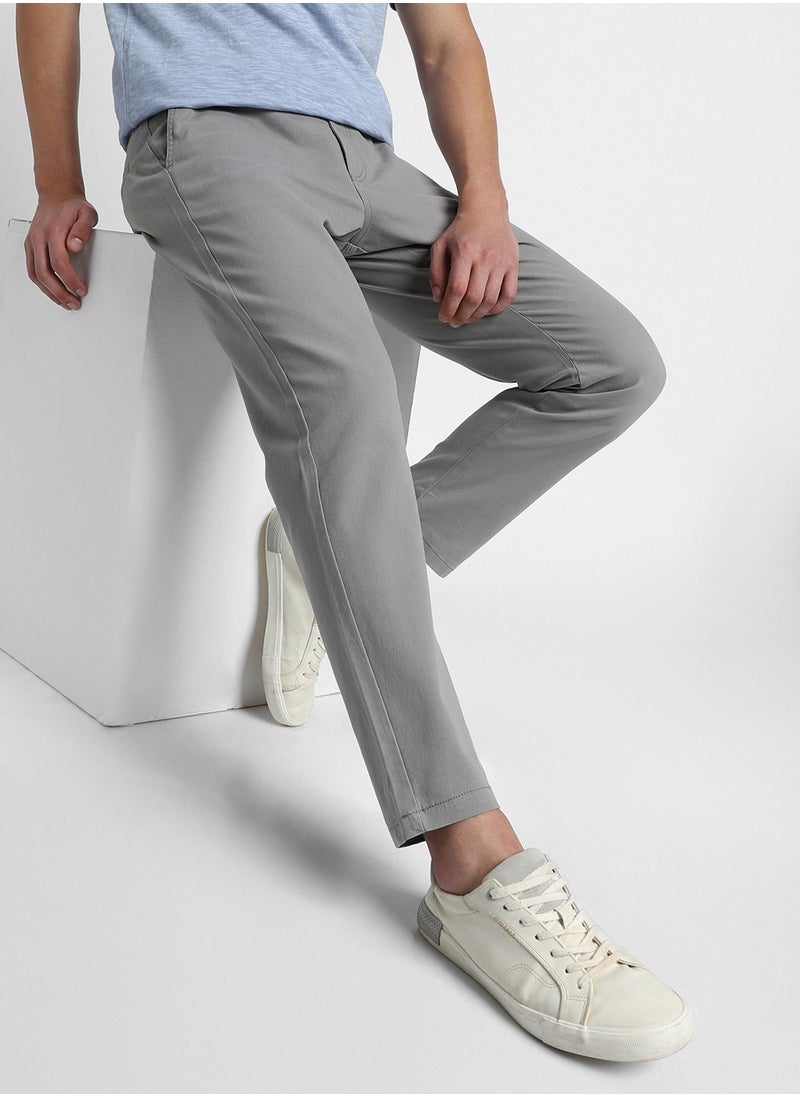 Dennis Lingo Mid Grey Chinos for Men, Straight Fit, Cotton Lycra  - Image 3