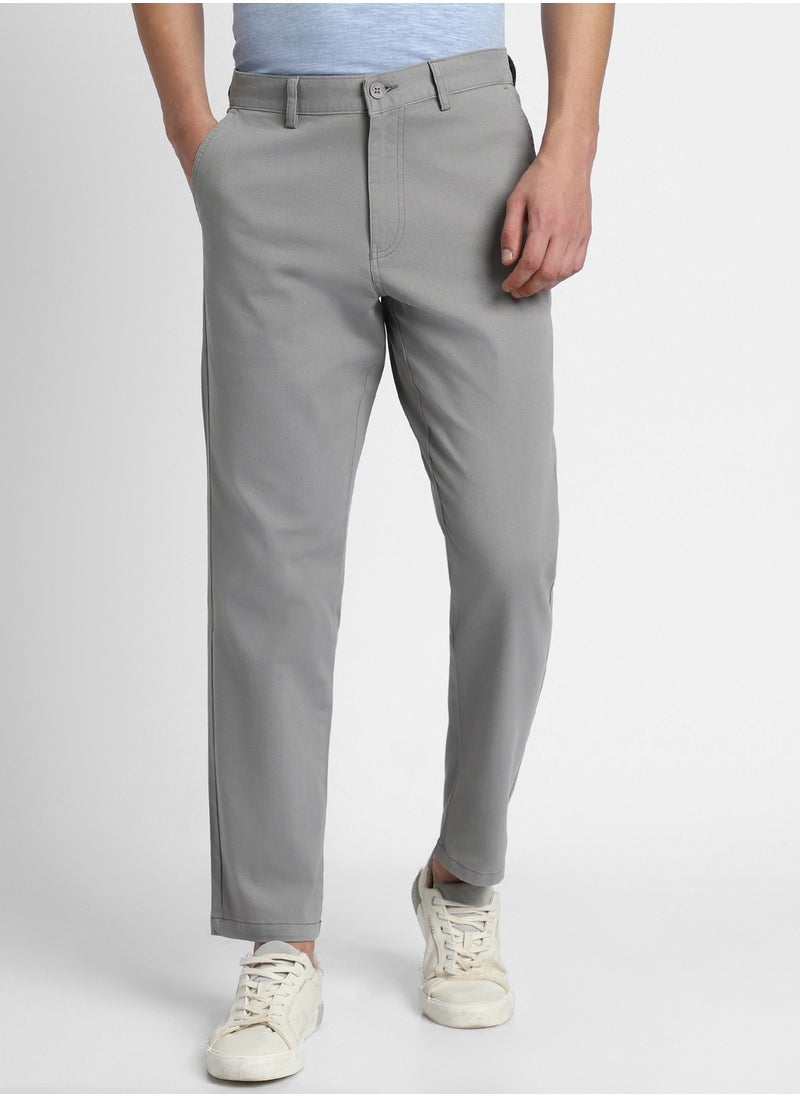 Dennis Lingo Mid Grey Chinos for Men, Straight Fit, Cotton Lycra  - Image 2