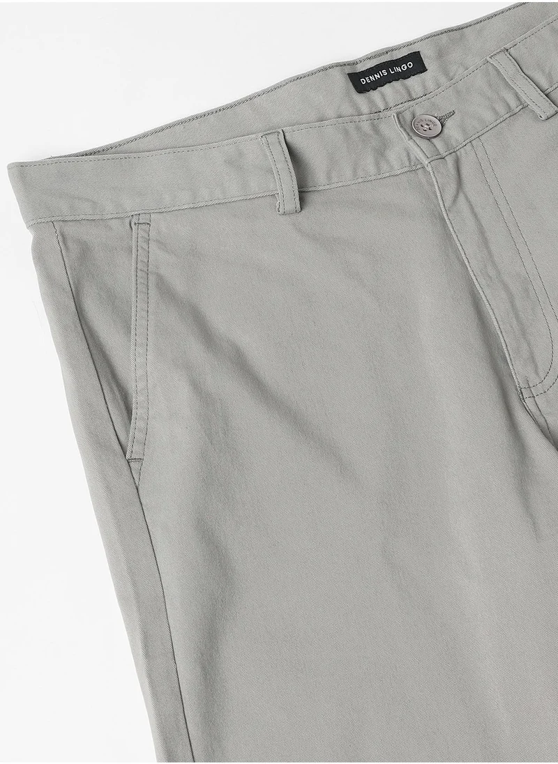 Dennis Lingo Mid Grey Chinos for Men, Straight Fit, Cotton Lycra