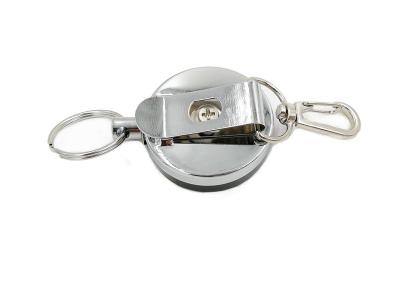 Drchoer Fly Fishing Zinger Retractors: 4pcs Metal Retractable Key Badge Holder with Belt Clip and Steel Cord - Extendable Keychain Reel for Nippers Fly Fishing Equipment - Image 3