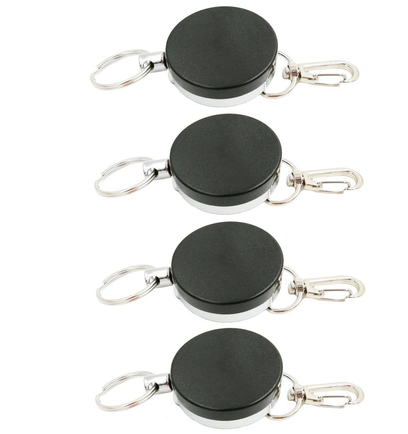 Drchoer Fly Fishing Zinger Retractors: 4pcs Metal Retractable Key Badge Holder with Belt Clip and Steel Cord - Extendable Keychain Reel for Nippers Fly Fishing Equipment - Image 1