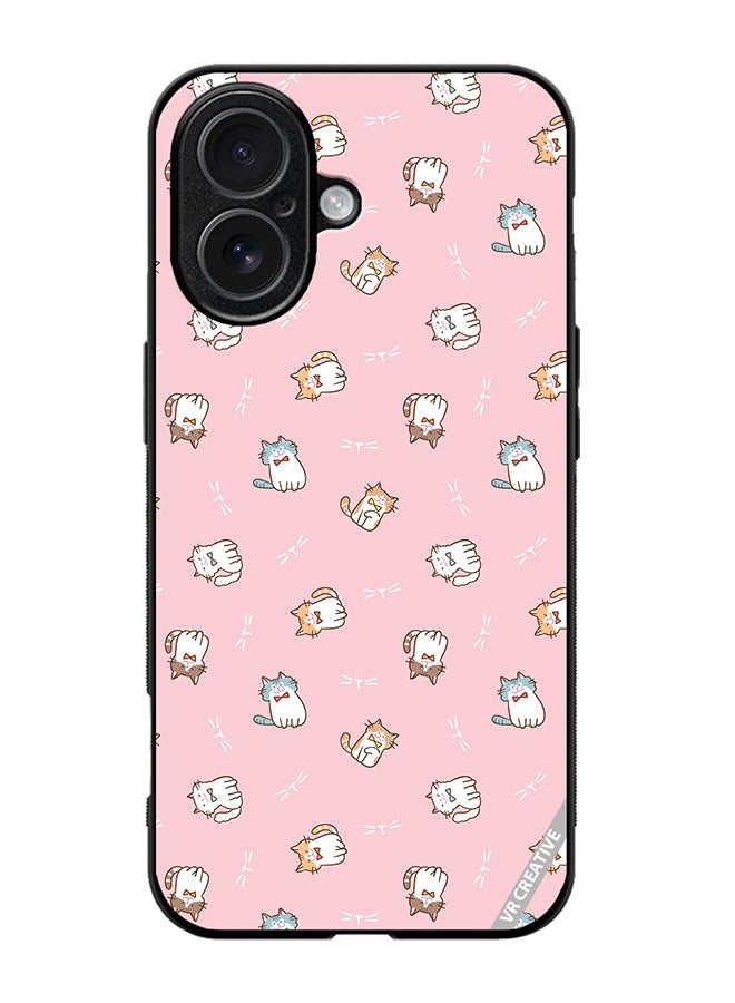 Protective Case Cover For Apple iPhone 17 Cartoon Cat On Pink Design Multicolour