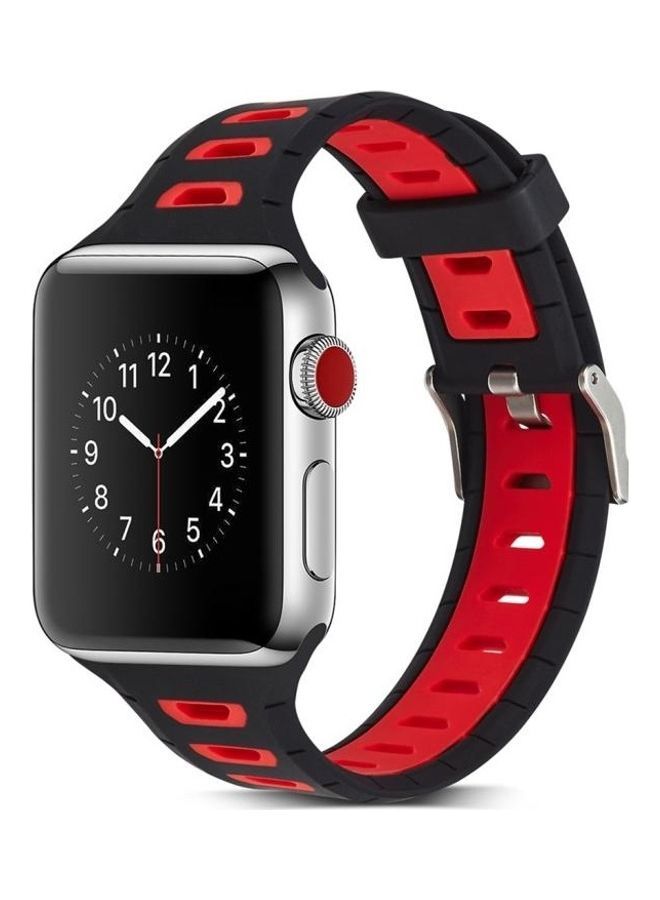 NIBEMINENT Ethnic Replacement Watchband for Apple Watch Series 1/2/3 38mm Black/Red - Image 1