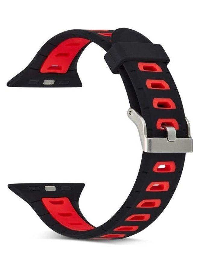 NIBEMINENT Ethnic Replacement Watchband for Apple Watch Series 1/2/3 38mm Black/Red - Image 4