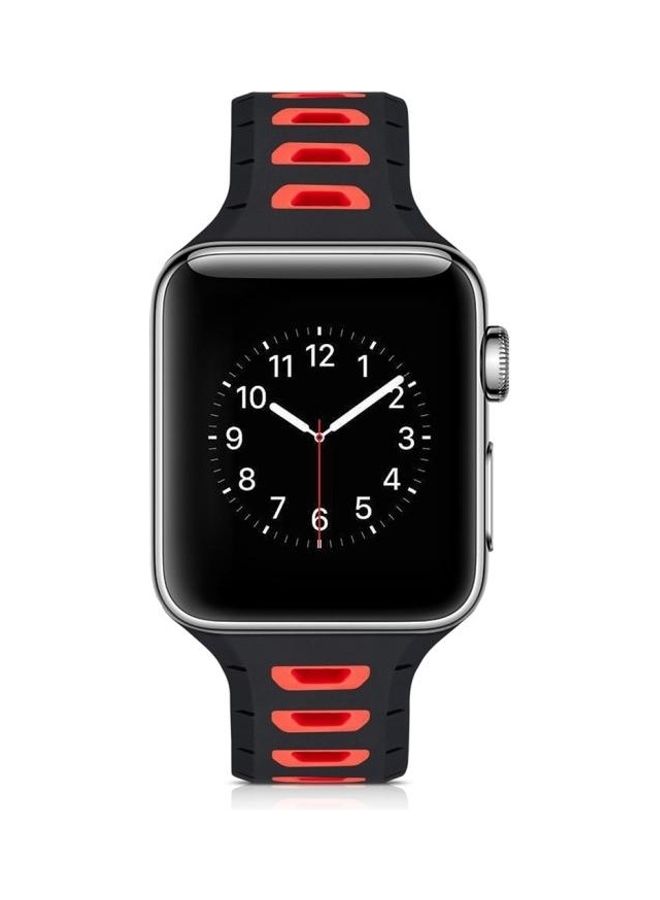 NIBEMINENT Ethnic Replacement Watchband for Apple Watch Series 1/2/3 38mm Black/Red - Image 2