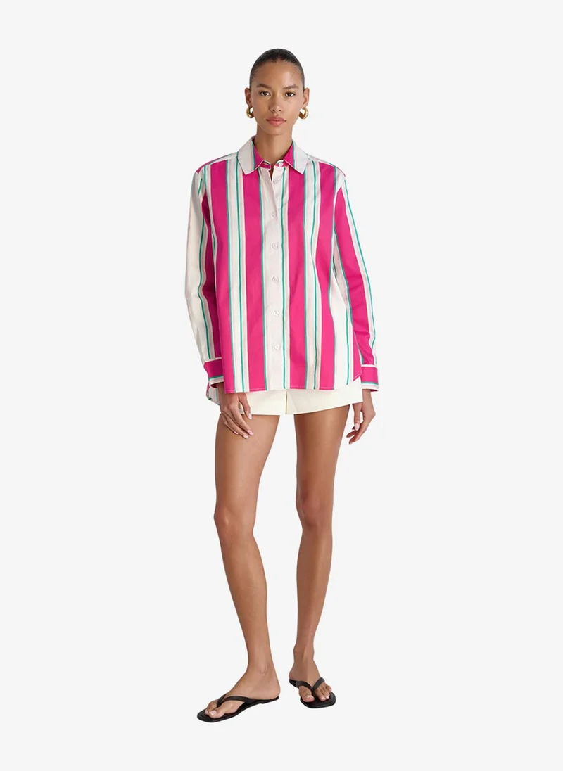فرنش كونكشن Women's Havana Stripe Alexis Pop Havana Str Button Down Shirt