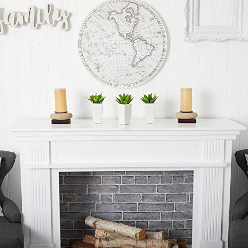 Nearly Natural Mini Agave with Planter (Set of 3) White - Image 5