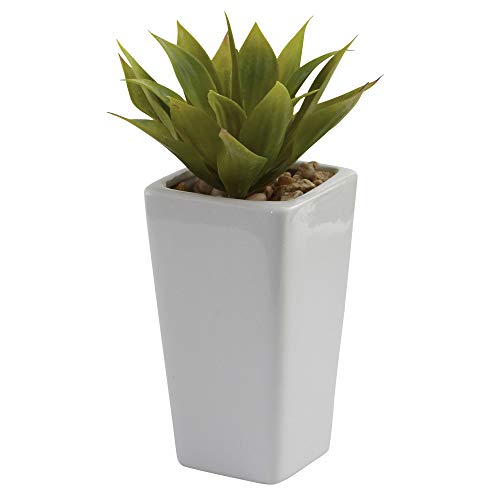 Nearly Natural Mini Agave with Planter (Set of 3) White - Image 2