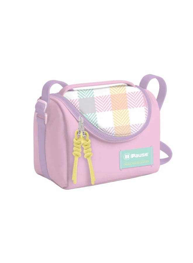 Pause Pastel Plaid Insulated Lunch Bag