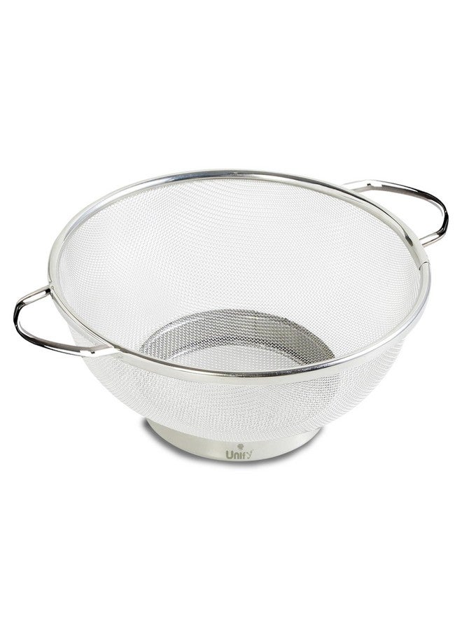 Unify Stainless Steel Multipurpose Colander Basket for Washing Rice, Fruits, Vegetables, Grains, Strainer Drainer Bowl with Handle, Kitchen Gadgets, Diameter 25cm (Size-10, Silver) - Image 1