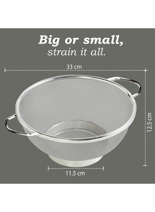Unify Stainless Steel Multipurpose Colander Basket for Washing Rice, Fruits, Vegetables, Grains, Strainer Drainer Bowl with Handle, Kitchen Gadgets, Diameter 25cm (Size-10, Silver) - Image 4