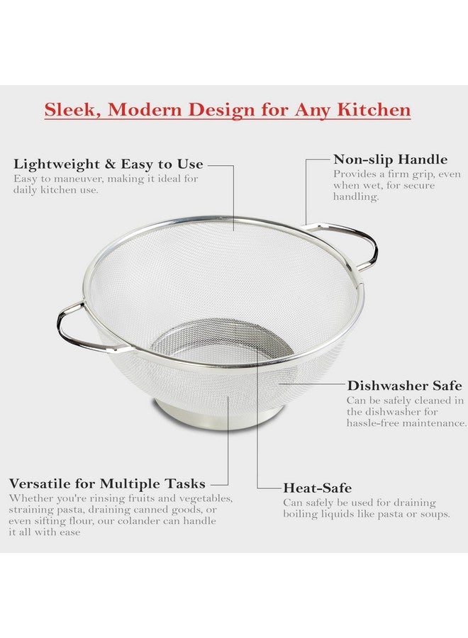 Unify Stainless Steel Multipurpose Colander Basket for Washing Rice, Fruits, Vegetables, Grains, Strainer Drainer Bowl with Handle, Kitchen Gadgets, Diameter 25cm (Size-10, Silver) - Image 5