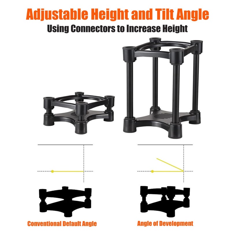 Softline Pro SP-ISO108 Isolation Studio Monitor Stand Height & Tilt Adjustable Black - Pack of 2 Pcs - Image 3