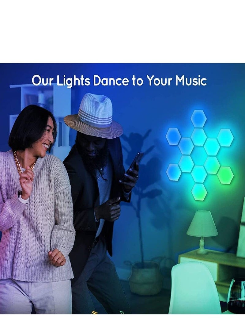 شو وو - 6 قطع مصباح جداري سداسي ذكي وحدات إضاءة LED حساسة للمس لوحات جدارية RGB ضوء ليلي لتقوم بها بنفسك إضاءة هندسية سداسية لغرفة النوم وغرفة المعيشة والمدخل وديكور الحفلات - Image 1