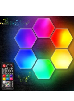 6 قطع مصباح جداري سداسي ذكي وحدات إضاءة LED حساسة للمس لوحات جدارية RGB ضوء ليلي لتقوم بها بنفسك إضاءة هندسية سداسية لغرفة النوم وغرفة المعيشة والمدخل وديكور الحفلات