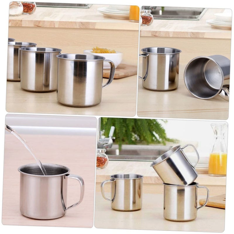 6 Piece Stainless Steel Metal Cups With Handles 16oz Reusable For Camping School - Image 3