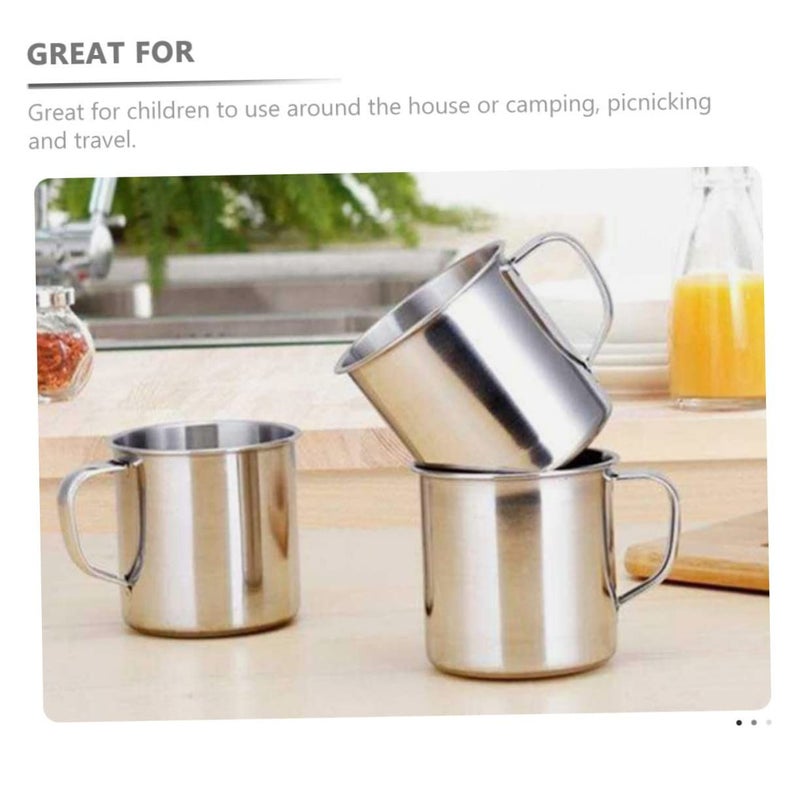 6 Piece Stainless Steel Metal Cups With Handles 16oz Reusable For Camping School - Image 4