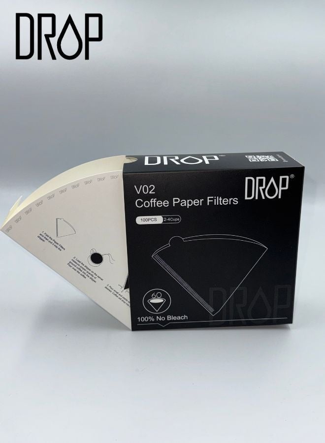 HOMESTAR 100 Piece Coffee Paper Filter V60 Size 02 White  - Image 3