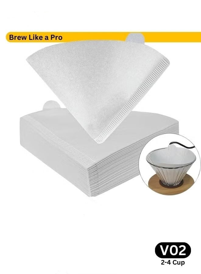 HOMESTAR 100 Piece Coffee Paper Filter V60 Size 02 White - Image 1