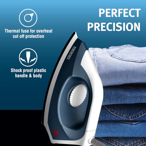 USHA EI 4175-P 750W ULTRA LIGHT WEIGHT ELECTRIC IRON WITH NON STICK PTFE COATED (BLACK WEILBURGER) SOLE PLATE, MIDNIGHT BLUE - Image 3