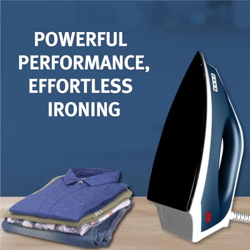 USHA EI 4175-P 750W ULTRA LIGHT WEIGHT ELECTRIC IRON WITH NON STICK PTFE COATED (BLACK WEILBURGER) SOLE PLATE, MIDNIGHT BLUE - Image 2