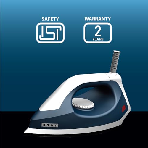 USHA EI 4175-P 750W ULTRA LIGHT WEIGHT ELECTRIC IRON WITH NON STICK PTFE COATED (BLACK WEILBURGER) SOLE PLATE, MIDNIGHT BLUE - Image 4