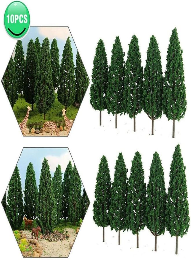 10Pcs Pine Trees 1:25 Model Railway Green Model Tree for O G Scale 1/25 Railroad Layout Scenery/16cm - Image 3