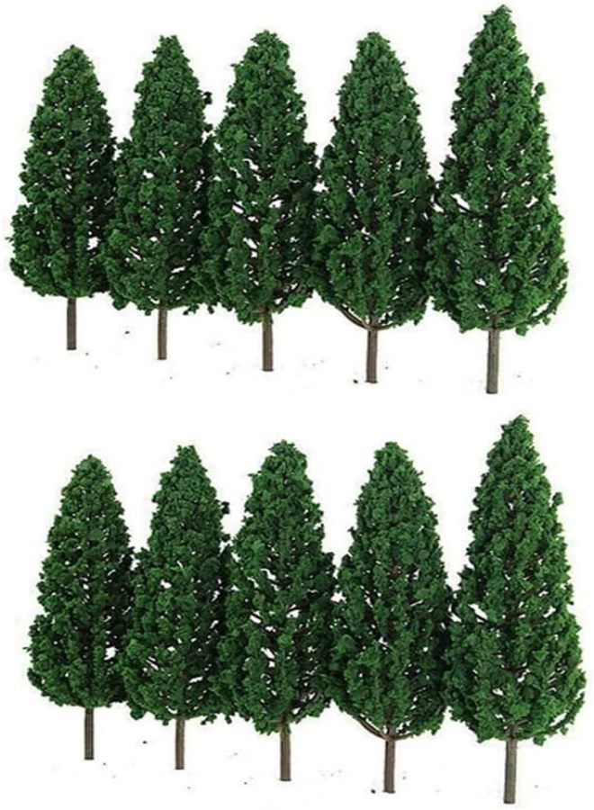 10Pcs Pine Trees 1:25 Model Railway Green Model Tree for O G Scale 1/25 Railroad Layout Scenery/16cm - Image 1
