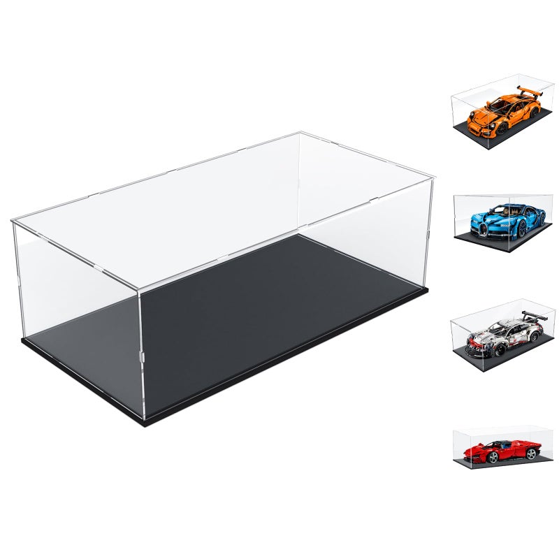 Choowin Acrylic Display Case for Lego Car Display for Lego Porsche 911 McLaren P1 Ferrari SP3 Display Thickened Clear Acrylic Display Cases for Collectibles Assemble Dustproof Display BoxBlack Base - Image 4