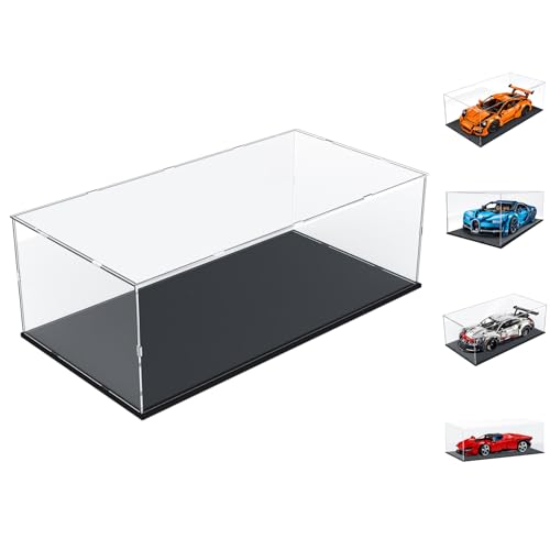 Choowin Acrylic Display Case for Lego Car Display for Lego Porsche 911 McLaren P1 Ferrari SP3 Display Thickened Clear Acrylic Display Cases for Collectibles Assemble Dustproof Display BoxBlack Base - Image 1