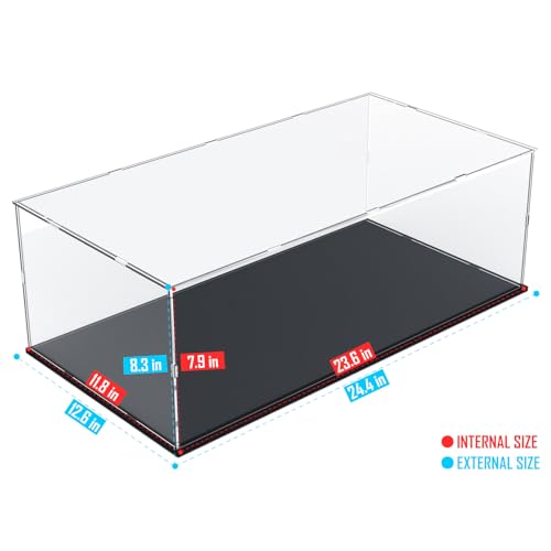 Choowin Acrylic Display Case for Lego Car Display for Lego Porsche 911 McLaren P1 Ferrari SP3 Display Thickened Clear Acrylic Display Cases for Collectibles Assemble Dustproof Display BoxBlack Base - Image 5