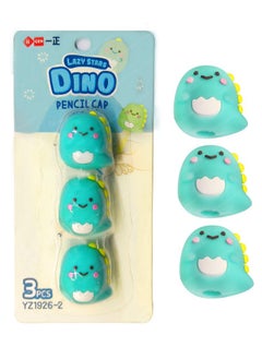 FunBlast FunBlast Pencil Cap for Kids - Pack of 3 Pcs Animal Pencil Cap Set for Kids, Stationary Set for Kids, Silicone Pencil Cap for Kids, Kawaii Pencil Caps Birthday Return Gift (Dino)  - Image 1