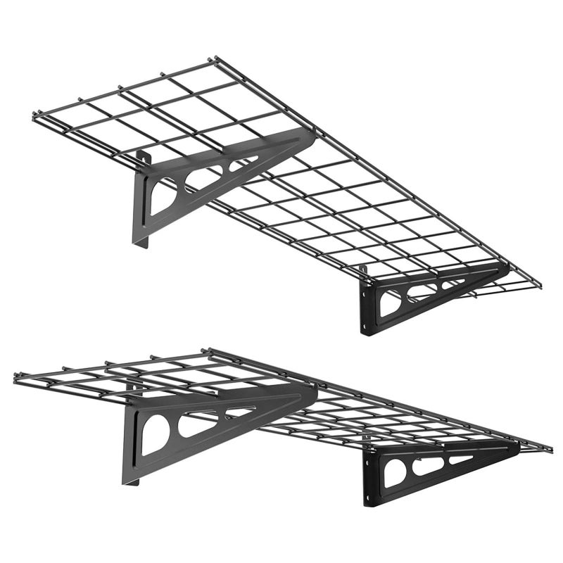 FLEXIMOUNTS FLEXIMOUNTS 2Pack 1x4ft 12inchby48inch Wall Shelf Garage Storage Rack Wall Mounted Floating Shelves Black 