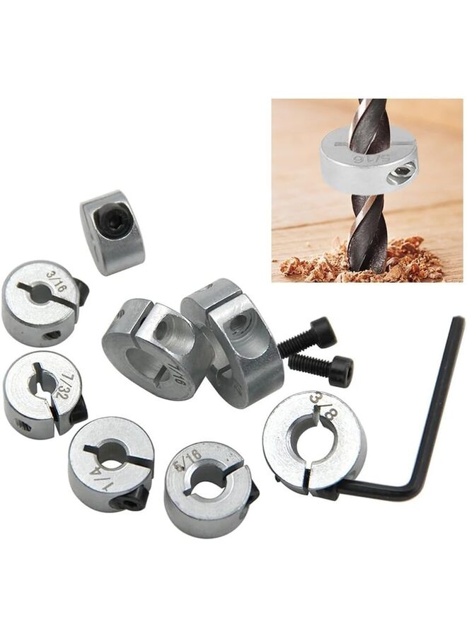 8PCS Depth Stop Drill Bit, 8pcs Superior Split Ring Design Drill Depth Stop Collar Positioner Ring Kits  - Image 3