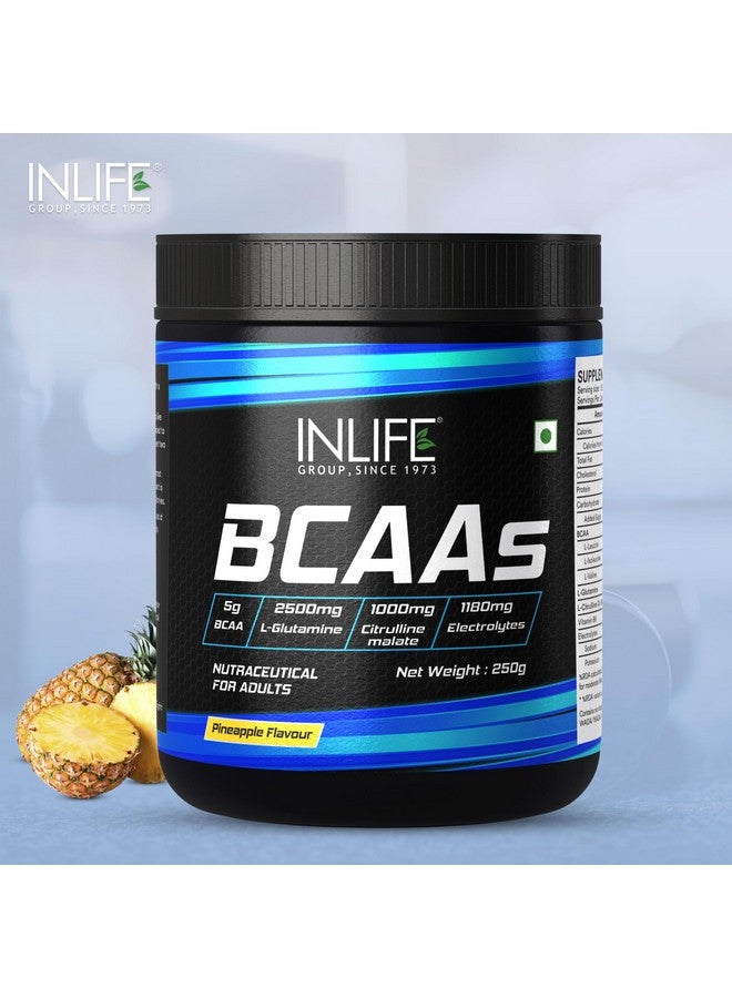 Inlife مكمل INLIFE BCAA 7 جرام | أحماض أمينية مُعالجة للقبل والبعد والداخل | مشروب طاقة للتمرين، 2.5 جرام L-جلوتامين، 1 جرام سيترولين ماليت، 1180 ملجم مسحوق إلكتروليتات (أناناس، 250 جرام) - Image 4