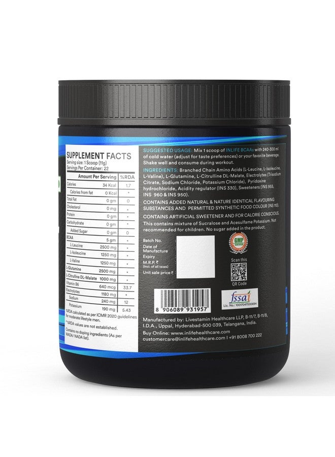 Inlife مكمل INLIFE BCAA 7 جرام | أحماض أمينية مُعالجة للقبل والبعد والداخل | مشروب طاقة للتمرين، 2.5 جرام L-جلوتامين، 1 جرام سيترولين ماليت، 1180 ملجم مسحوق إلكتروليتات (أناناس، 250 جرام) - Image 5