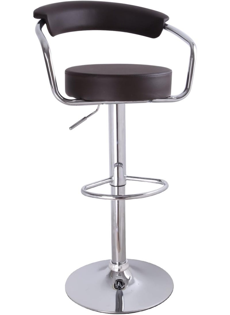Adjustable Bar Stool Chair Set (2 Pieces) – Cushioned Leatherette Swivel Chairs with Curved Back, Chrome Arms & Pedestal Base - Image 4