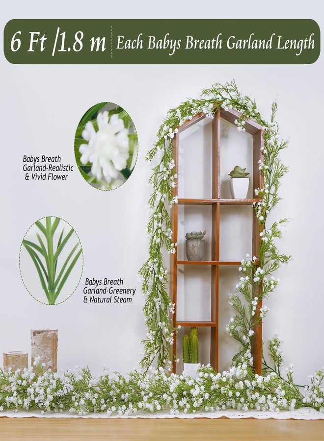 Dolicer 4 Pcs Babys Breath Artificial Flowers Vines, 12 FT Faux White Hanging Baby Breath Garland, Real Touch Fake Babys Breath Gypsophila for Wedding Party Backdrop Wall Home Decor - Image 4