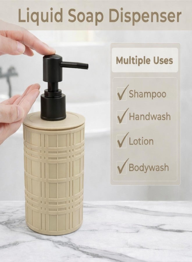 VOCO Bathroom Soap Dispenser 4 Piece Set for Wash Basin Countertop Handwash Liquid Soap Dispenser with Soap Holder Bathroom Accessories Set for Home Kitchen Sink Organizer -Beige - Image 3