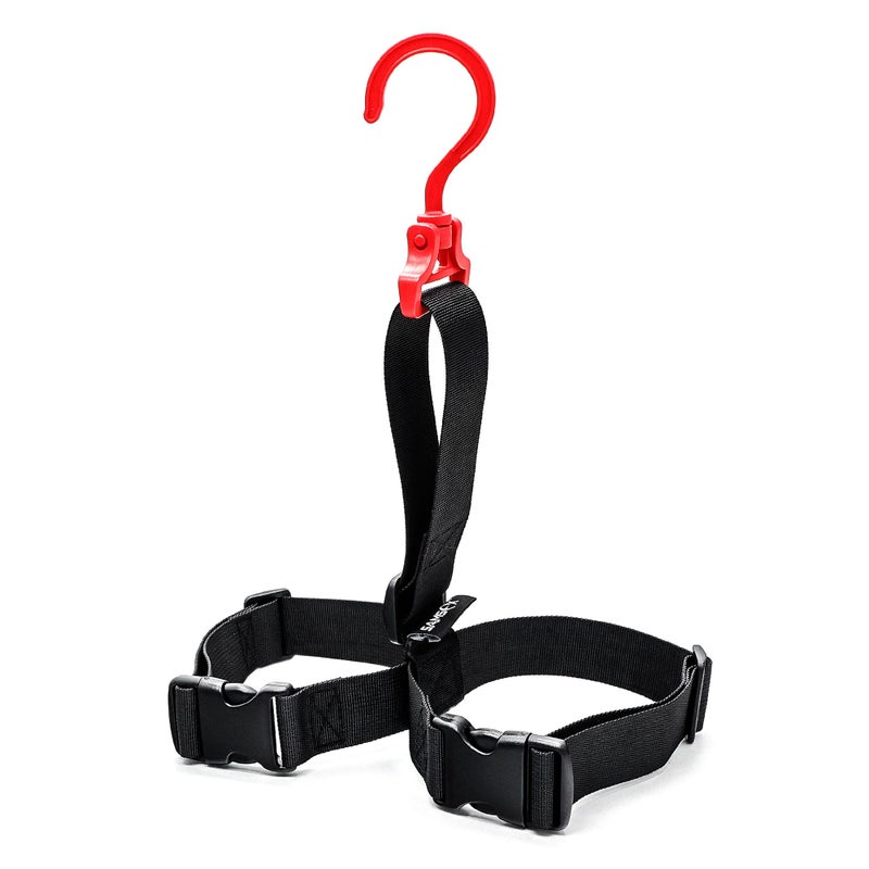 SAMSFX Fishing Wader Boot Hanger Hanging Strap Belt with Swivel Hook (Plastic Hook, Red) - Image 1